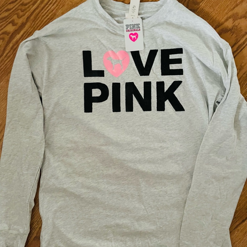Victoria’s Secret PINK originals long sleeve campus bling tee
